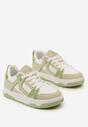 Zielono-Białe Sneakersy z Jeansowymi Wstawkami Asailla