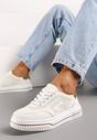 Biało-Brązowe Sneakersy ze Skóry Naturalnej z Ozdobną Perforacją Kelsse