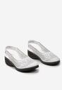 Białe Wsuwane Sandały ze Skóry Naturalnej Ozdobione Perforacją Utissa