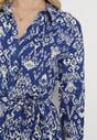 Granatowa Sukienka Koszulowa z Wiskozy Ozdobiona Ornamentalnym Wzorem Hoarna