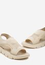 Ciemnobeżowe Sandały Wsuwane z Elastyczną Cholewką Nannoetia