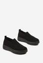 Czarne Wsuwane Tenisówki na Niskiej Platformie z Elastyczną Cholewką Triona