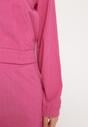 Fuksjowy Sztruksowy Komplet Dresowy Bluza z Kapturem i Szerokie Spodnie z Kieszeniami Makeria