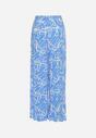 Niebieskie Wiskozowe Spodnie Szerokie we Florystyczny Wzór Seridwen
