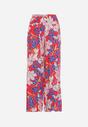 Ciemnoróżowe Szerokie Spodnie z Wiskozy z Gumką w Pasie w Kwiaty Bisilia