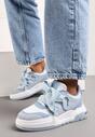 Niebiesko-Białe Sneakersy na Niskiej Platformie z Szerokimi Sznurówkami Gritte