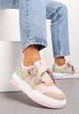 Różowo-Beżowe Sneakersy na Niskiej Platformie z Szerokimi Sznurówkami Gritte