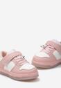 Biało-Różowe Buty Sportowe na Święcącej Podeszwie z Zapięciem na Rzep i Skórzaną Wkładką Coena