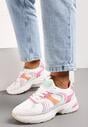 Biało-Różowe Sneakersy z Ozdobnymi Przeszyciami Liveniza
