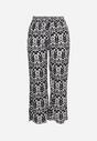 Czarno-Białe Szerokie Spodnie w Etno Wzór z Wiskozy z Gumką w Talii Xinaria