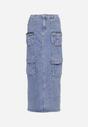 Jasnoniebieska Bawełniana Spódnica Maxi Ołówkowa z Kieszeniami w Stylu Cargo Venille