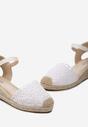 Białe Sandały Espadryle na Niskim Plecionym Koturnie z Ażurowym Noskiem Zelphia