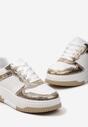 Złoto-Białe Sneakersy na Grubej Podeszwie z Ozdobnymi Wstawkami Uvunna