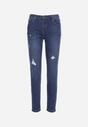 Niebieskie Jeansy Skinny z Minimalistycznymi Przedarciami Wiala