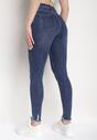 Niebieskie Jeansy Skinny Ozdobione Przedarciami i Postrzępioną Krawędzią Algiesa