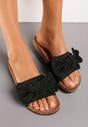 Czarne Klapki na Korkowej Podeszwie z Ozdobnym Wiązaniem Cirenea