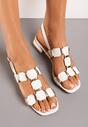 Białe Eleganckie Sandały z Metalicznymi Wstawkami Riannda