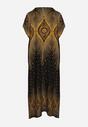 Czarna Bawełniana Sukienka Pudełkowa Długa w Abstrakcyjny Wzór Olatias