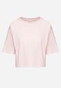 Różowy Bawełniany T-shirt o Szerokim Kroju z Krótkim Rękawem Branjas