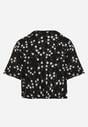 Czarny Bawełniany T-shirt Oversize w Kwiatowy Print o Krótkim Fasonie Daelinn