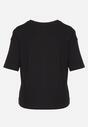 Czarny Bawełniany T-shirt z Ozdobnym Nadrukiem na Przodzie Sadla