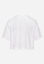 Biały T-shirt o Krótkim Kroju z Bawełny Ozdobiony Napisem Naveera