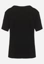 Czarny Bawełniany T-shirt z Ozdobnym Nadrukiem z Przodu Elstisa