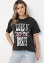 Ciemnoszary T-shirt z Bawełny z Napisem Guns N' Roses Pocamona