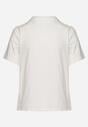 Biały T-shirt z Okrągłym Dekoltem Ozdobionym Kryształkami i Cyrkoniami Tirisa