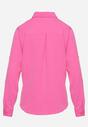 Różowa Klasyczna Koszula z Imitacją Kieszeni i Ozdobnymi Tłoczeniami Lallama