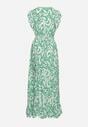 Zielona Asymetryczna Sukienka z Gumką w Pasie z Falbankami z Wiskozy Venimra