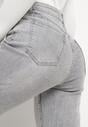 Jasnoszare Jeansy Szerokie z Bawełny z Wyższym Stanem Adrinca
