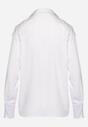 Biała Koszula o Klasycznym Fasonie z Naszywkami i Cekinami Akrasia
