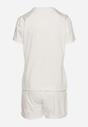 Biały Bawełniany Komplet na Lato T-shirt i Szorty z Nadrukiem Emorals