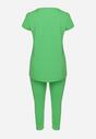Zielony Bawełniany Komplet w Sportowo-Casualowy Legginsy T-shirt z Nadrukiem Celka