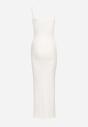 Biała Bawełniana Sukienka na Ramiączkach o Asymetrycznym Kroju Orisala