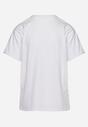 Biały Bawełniany T-shirt z Ozdobnym Nadrukiem Jalliana