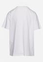 Biały T-shirt Bawełniany z Ozdobnym Nadrukiem na Przodzie Sagraine