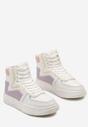 Biało-Fioletowe Sneakersy Sznurowane z Cholewką za Kostkę Targia