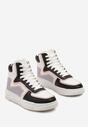 Biało-Czarne Sneakersy Sznurowane za Kostkę z Ozdobnymi Wstawkami na Cholewce Targia