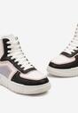 Biało-Czarne Sneakersy Sznurowane za Kostkę z Ozdobnymi Wstawkami na Cholewce Targia