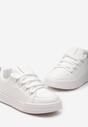 Białe Sneakersy z Ozdobnym Sznurowaniem i Przeszyciami Scedina