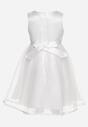 Biała Tiulowa Sukienka w Stylu Princeski z Aplikacjami 3D Piwira