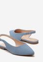 Niebieskie Płaskie Sandały bez Pięty Zapinane na Sprzączkę ze Szpiczastym Noskiem Ename