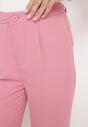 Różowe Spodnie o Klasycznym Fasonie z Podwiniętymi Nogawkami z Ukrytym Suwakiem Wilelma