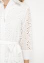 Biała Bawełniana Sukienka Ażurowa o Koszulowym Kroju Elowetia