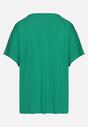 Zielony Bawełniany T-shirt z Krótkim Rękawem oraz Nadrukiem i Cyrkoniami Ridsa