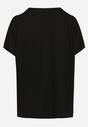 Czarny Bawełniany T-shirt z Krótkim Rękawem oraz Nadrukiem i Cyrkoniami Ridsa