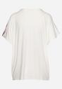Biały Bawełniany T-shirt z Krótkim Rękawem oraz Nadrukiem i Cyrkoniami Ridsa