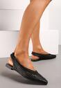 Czarne Płaskie Sandały Ażurowe z Noskiem w Szpic i Odkrytą Piętą Ohais